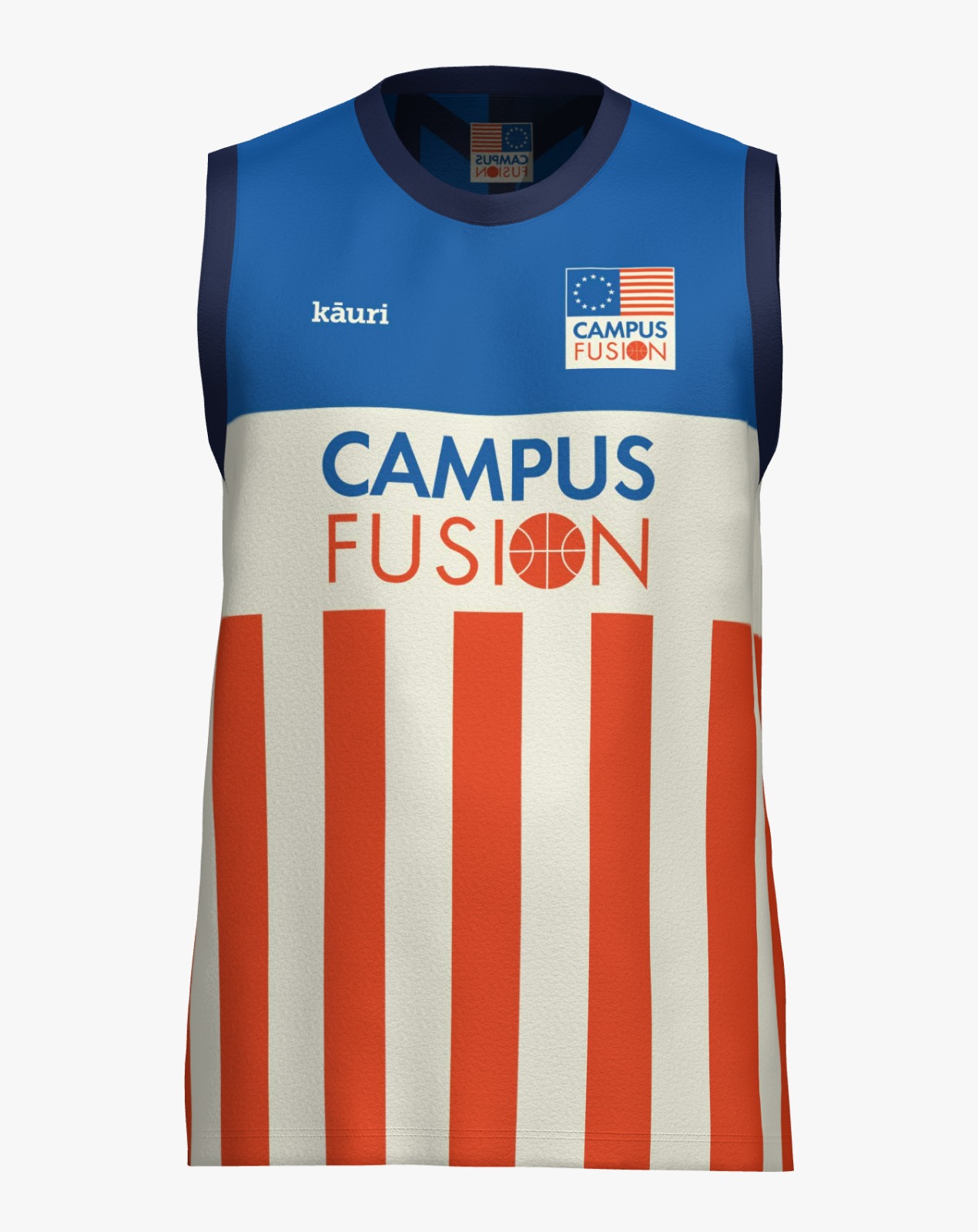 Camiseta Campus Fusion reversible — diseño rayado rojo y blanco